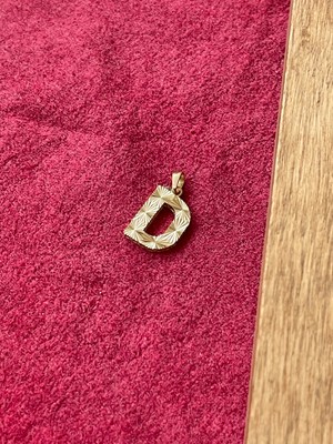 Rupen Kraft 14 Ayar Gramajlı Altın Kolye Ucu Füzyon 3 Boyutlu D Harfi Altın Kolye Ucu