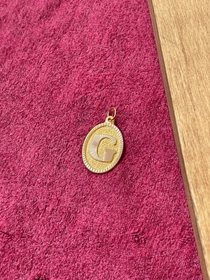 Rupen Kraft 14 Ayar Altın Oval Harf G Kolye Ucu Altın Oval G Harfi Kolye Ucu Altın Harf Altın Uç