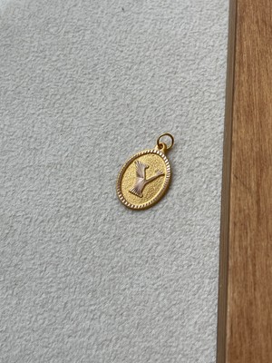 Rupen Kraft 14 Ayar Altın Oval Harf Y Kolye Ucu Altın Oval Y Harfi Kolye Ucu Altın Harf Altın Uç