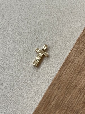 Rupen Kraft 14 Ayar Gramajlı Altın Kolye Ucu Füzyon 3 Boyutlu T Harfi Altın Kolye Ucu