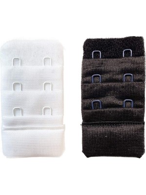 Vexor 2 Adet Agraf Sütyen Uzatma Kopçası 3 Sıra / 2 Kanca  Beyaz Siyah