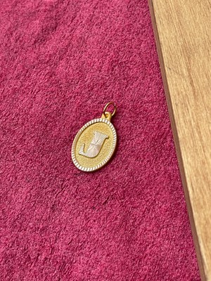 Rupen Kraft 14 Ayar Altın Oval Harf J Kolye Ucu Altın Oval J Harfi Kolye Ucu Altın Harf Altın Uç