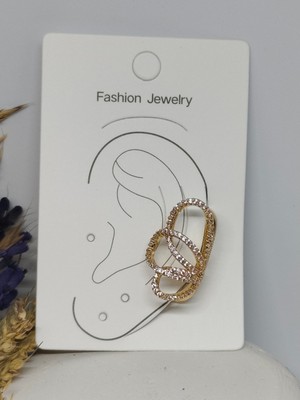 Tuel Gold Zirkon Taşlı Kelebek Model Kıkırdak Küpe – Deliksiz Şık Ear Cuff