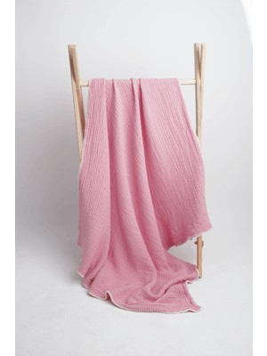 Liaboo Çoban Dikişli 4 Katlı Müslin Battaniye Pembe