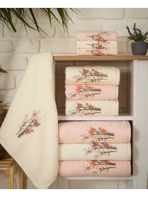 Hazangülü Collection Buldan Üretimi Sare Çeyizlik Pamuk 6'lı El/yüz Havlusu I 50X90