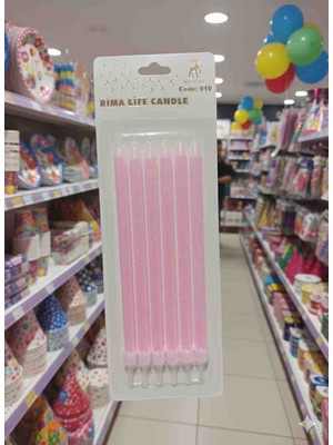  pembe doğum günü mumları 6'lı paket