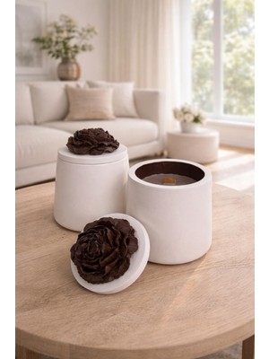 Flower Cup Candle Beige And Brown