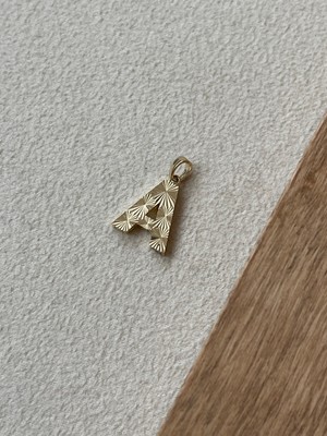 Rupen Kraft 14 Ayar Gramajlı Altın Kolye Ucu Füzyon 3 Boyutlu A Harfi Altın Kolye Ucu