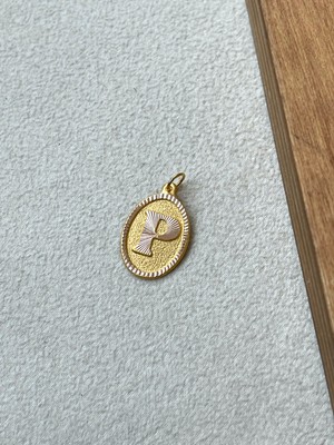 Rupen Kraft 14 Ayar Altın Oval Harf P Kolye Ucu Altın Oval P Harfi Kolye Ucu Altın Harf Altın Uç