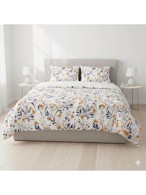 Belsina Çift Kişilik Çiçek Desenli Nevresim Takımı (Lastikli Çarşaflı)