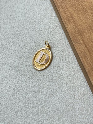 Rupen Kraft 14 Ayar Altın Oval Harf D Kolye Ucu Altın Oval D Harfi Kolye Ucu Altın Harf Altın Uç