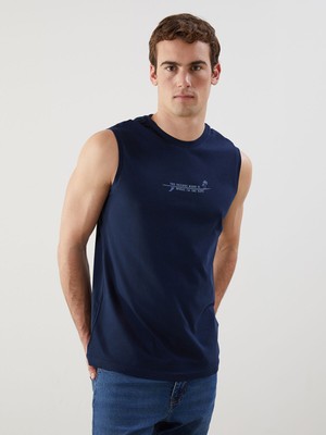 Lc Waikiki Yeni Sezon Bisiklet Yaka Baskılı Erkek Kolsuz Tişört