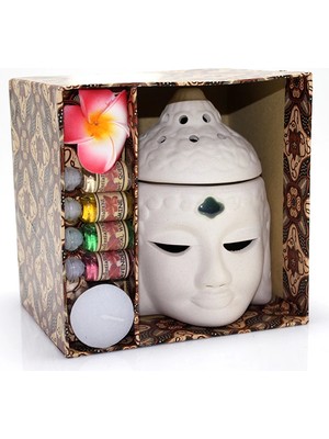 Azrlya Seramik Buda Büstü Buhurdanlık Seti No:03 - Lisinya