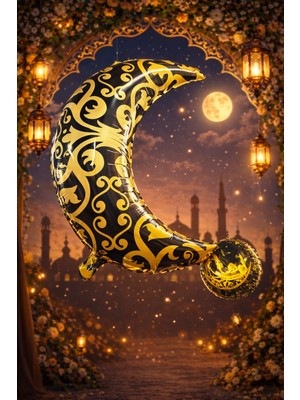 Pairla Ramazan Süsleri, Ramazan Süsü, Ramazan Süsleri Ay Şekilli Camili Folyo Balon