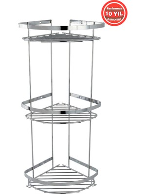 Banyom Home Clk Paslanmaz Çelik SUS304 Kalite Zerrin 3'lü Şampuanlık Banyo Rafı