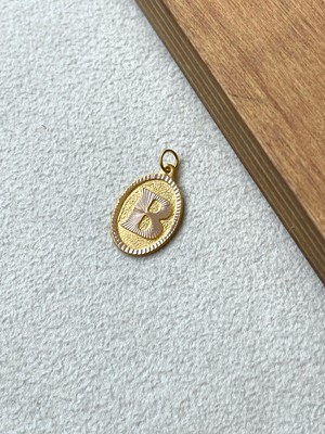 Rupen Kraft 14 Ayar Altın Oval Harf B Kolye Ucu Altın Oval B Harfi Kolye Ucu Altın Harf Altın Uç