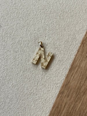 Rupen Kraft 14 Ayar Gramajlı Altın Kolye Ucu Füzyon 3 Boyutlu N Harfi Altın Kolye Ucu