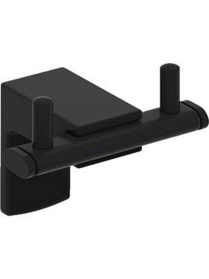 MegaVitrin Tema Premium 2'li Bornoz Askılığı Mat Siyah | Paslanmaz Çift Havluluk Vidalı 5 Yıl Garantili