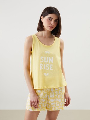 Lc Waikiki Yeni Sezon Bisiklet Yaka Baskılı Kadın Şortlu Pijama Takımı