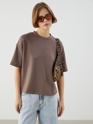 Lc Waikiki Yeni Sezon Bisiklet Yaka Oversize Kadın Tişört