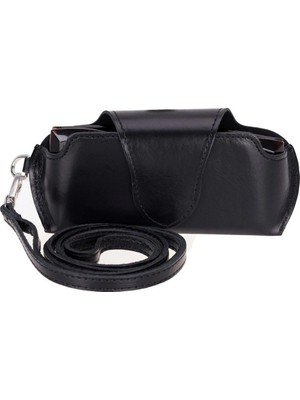 Flamex Riviera Deri Askılı Gözlük Kılıfı Parlak Siyah