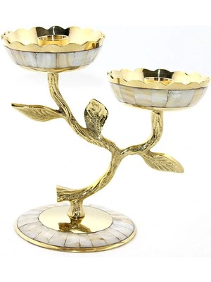 Epilons Pirinç Sedefli 2'li Şamdan