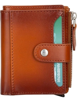 Flamex Deri Cüzdan ve Kartlık, Mekanizmalı, 10 Adet Kart Bölmeli, Efektli Taba