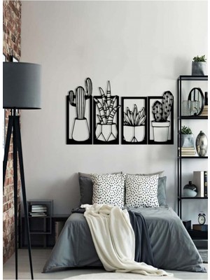 Kaktüs Çerçeve Serisi – Ahşap Duvar Dekoru (4’lü Set)