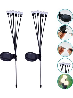 2 Adet Güneş Enerjili Plastik Bahçe Lambası – LED Dış Mekan Top Aydınlatma, Otomatik Açıl