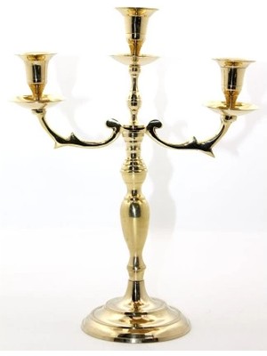 Flamex Pirinç 3'lü Şamdan Model 2