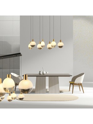 Lampaluce Spiaggia Modern Tasarım Yemek Masası Üzeri Avize 7\'li Siyah 50CM