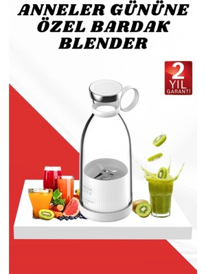 Flamex Anneler Gününe Özel Hediye Bardak Blender Paslanmaz Çelik Bıçaklı