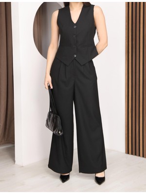 Moda Banuş Kumaş Takım - Yelek & Pantolon Ikili Kombin