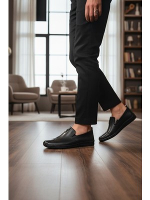 Enoch Hakiki Deri Çift Lastik Detaylı ve Comfort Tabanlı Erkek Casual Ayakkabı