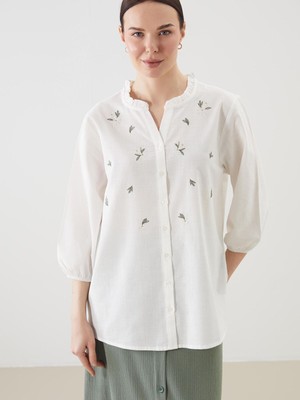 Lc Waikiki Yeni Sezon Kaçık Yaka Çiçekli Kadın Bluz