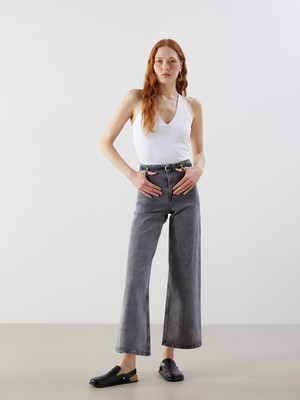 Lc Waikiki Yeni Sezon Beli Kemerli Wideleg Kadın Jean Pantolon