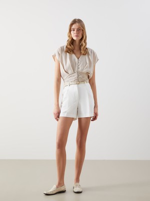 Lc Waikiki Yeni Sezon Beli Kemerli Loose Fit Kadın Şort