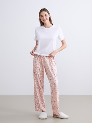 Lc Waikiki Yeni Sezon Büyük Beden Beli Lastikli Çiçekli Kadın Pijama Altı