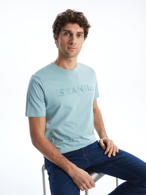 Lc Waikiki Yeni Sezon Bisiklet Yaka Kısa Kollu Istanbul Baskılı Penye Erkek Tişört