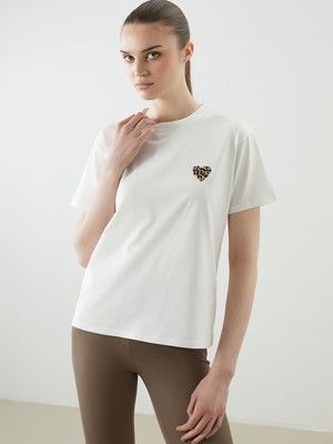 Lc Waikiki Yeni Sezon Bisiklet Yaka Baskılı Kadın Tişört