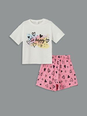 Lc Waikiki Yeni Sezon Bisiklet Yaka Kız Çocuk Şortlu Pijama Takımı
