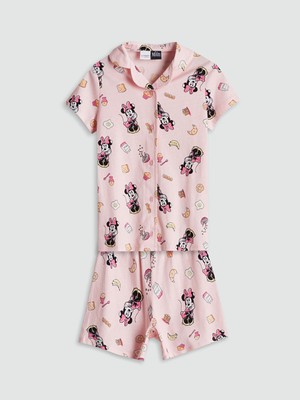 Lc Waikiki Yeni Sezon Minnie Mouse Baskılı Kız Çocuk Şortlu Pijama Takımı