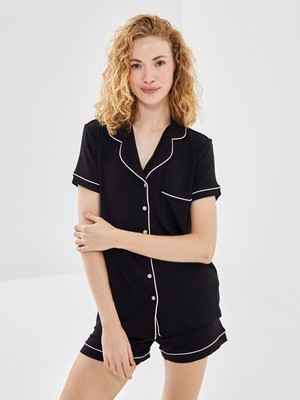 Lc Waikiki Yeni Sezon Gömlek Yaka Kadın Şortlu Pijama Takımı