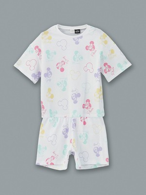 Lc Waikiki Yeni Sezon Bisiklet Yaka Minnie Mouse Baskılı Kız Çocuk Şortlu Pijama Takımı