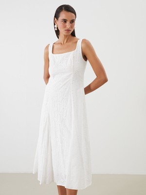 Lc Waikiki Yeni Sezon Kare Yaka Ajurlu Elbise