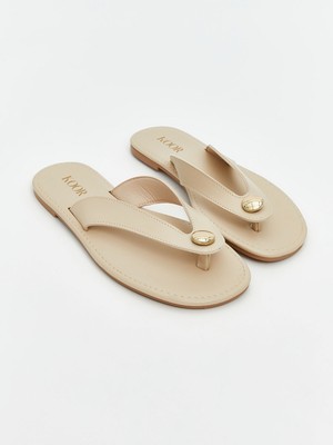 Lc Waikiki Yeni Sezon Deri Görünümlü Kadın Parmak Arası Terlik