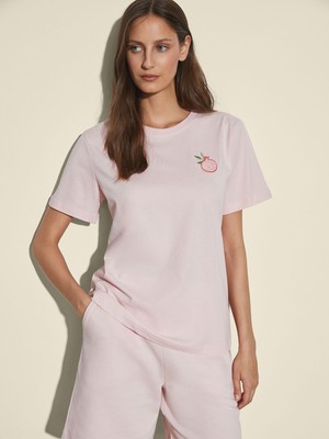 Lc Waikiki Yeni Sezon Bisiklet Yaka Nakışlı Kadın Tişört