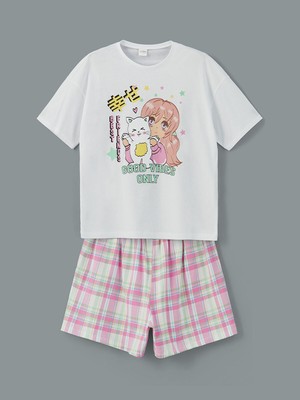 Lc Waikiki Yeni Sezon Bisiklet Yaka Kız Çocuk Şortlu Pijama Takımı