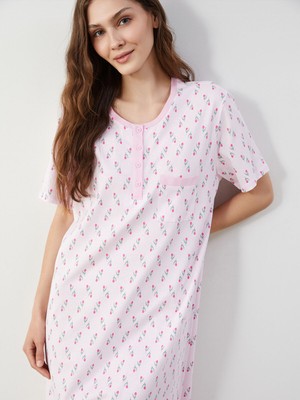 Lc Waikiki Yeni Sezon Bisiklet Yaka Çiçekli Kadın Gecelik