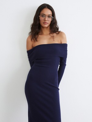 Lc Waikiki Yeni Sezon Kayık Yaka Triko Elbise